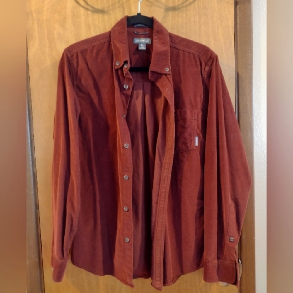Eddie Bauer maroon corduroy button up